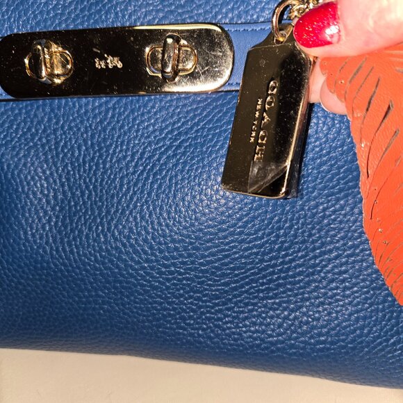 Coach Mercer Turnlock Satchel – Pebbled Leather – Azure Blue – Gold Hardware – - Picture 8 of 8